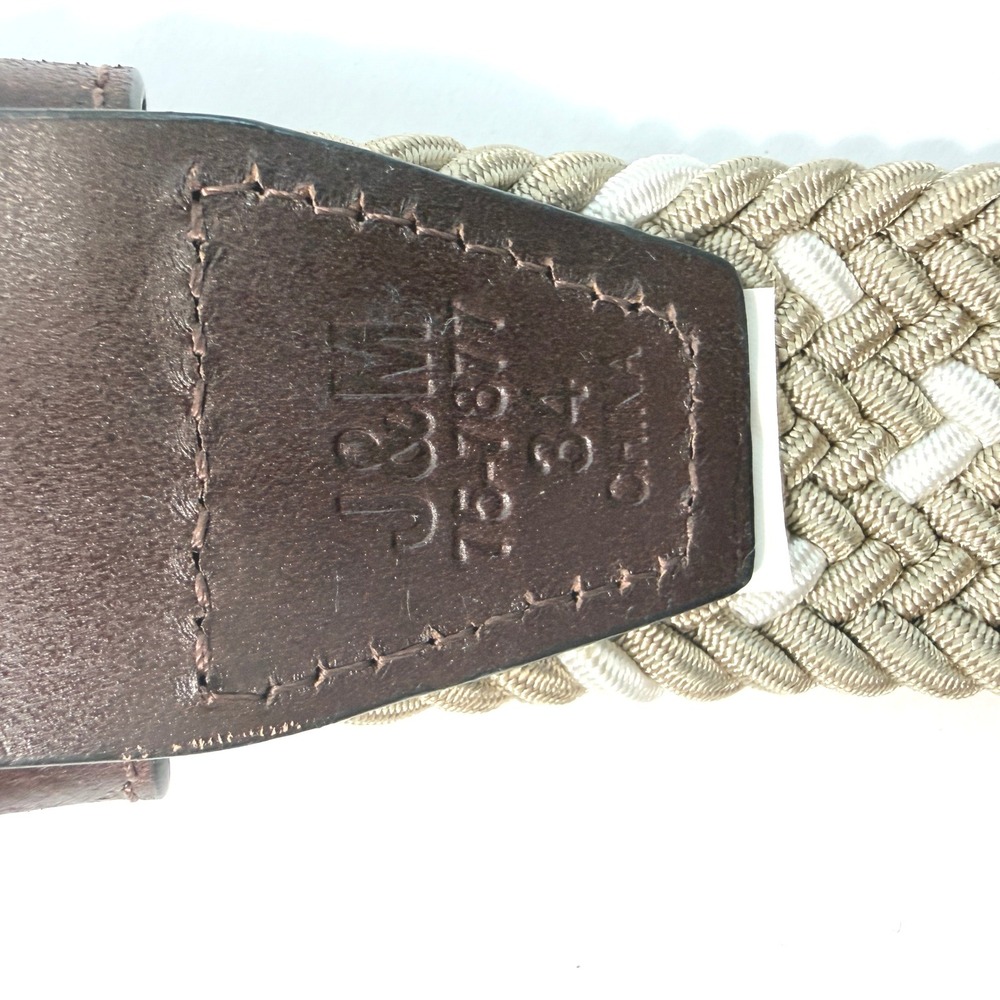 Johnston & Murphy Mens 34 Braided Elastic Belt Tan White Leather Trim 75-7877 - Picture 6 of 9